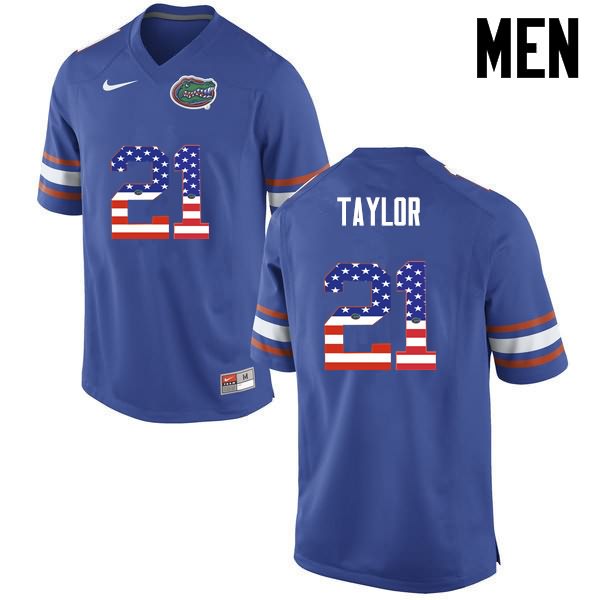 NCAA Florida Gators Fred Taylor Men's #21 USA Flag Fashion Nike Blue Stitched Authentic College Football Jersey CWT8164WY